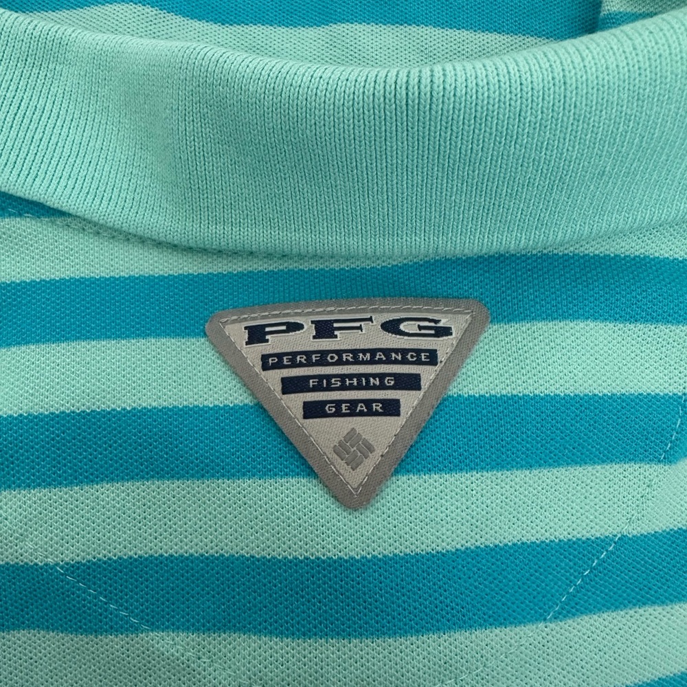 Columbia PFG Mens Striped Super Bonefish Pique Polo. Size Large. Blue/Teal.‎ - Picture 9 of 10